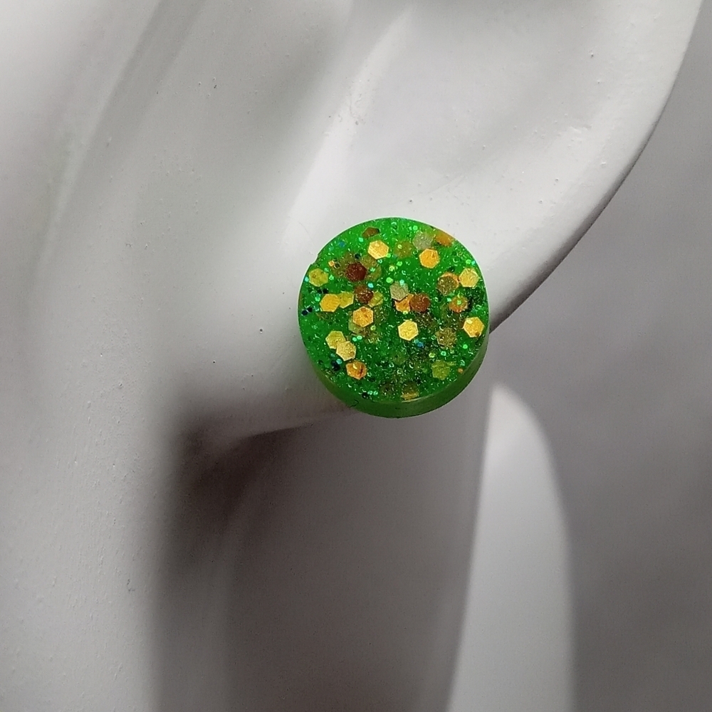 5/$25 Green Glitter Stud Earrings